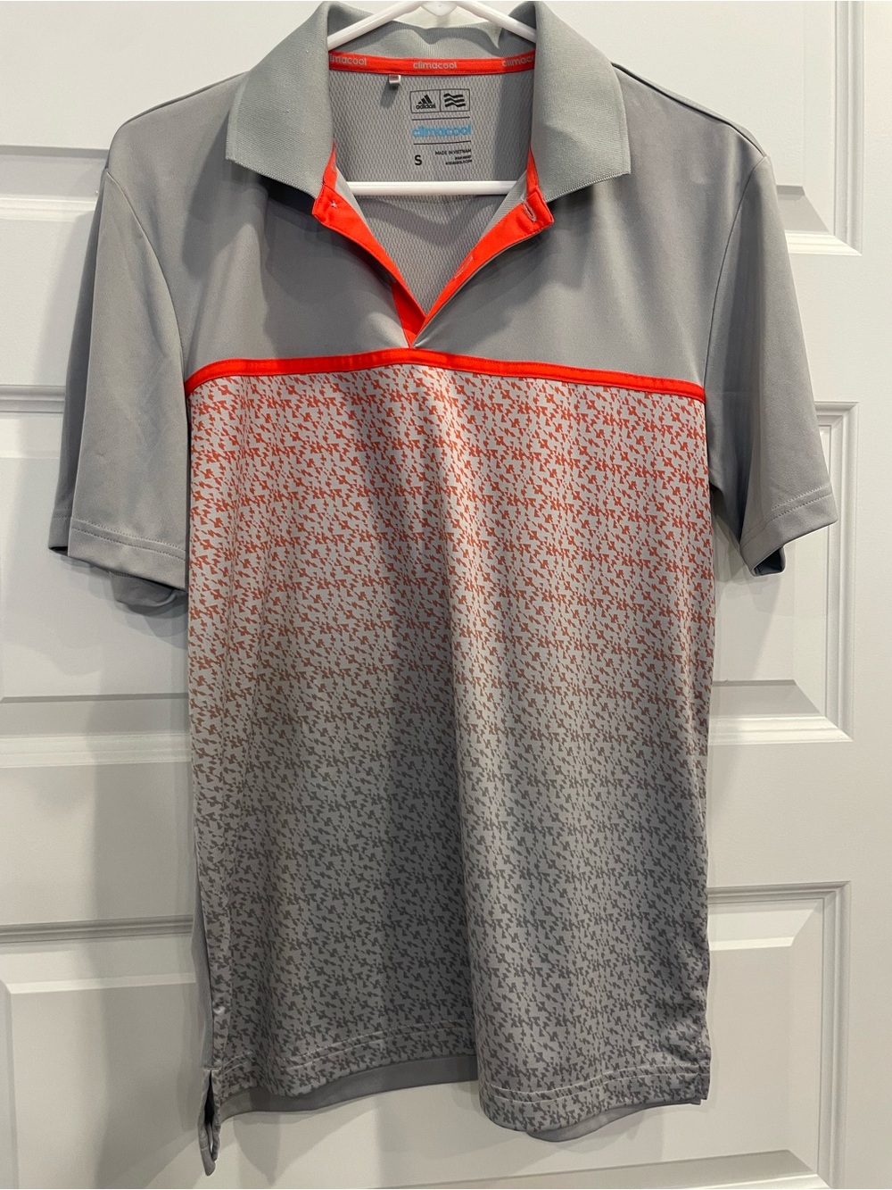 Adidas Youth Climacool Grey Polo with Bright Orange Accents